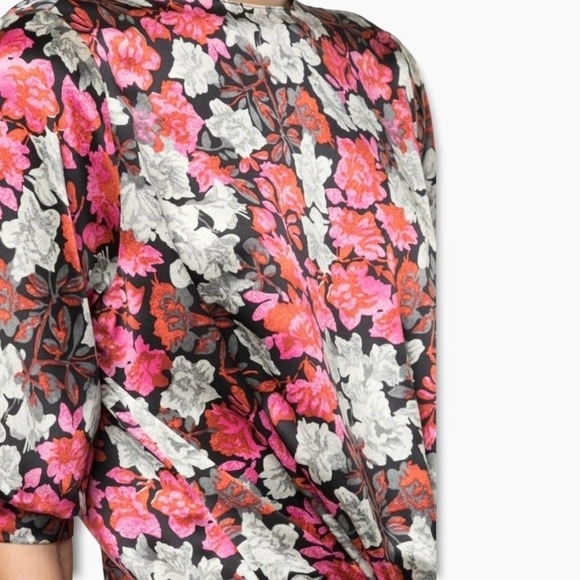 Cinq à Sept Floral Tie-Front Blouse - Pink and White - Picture 4 of 12